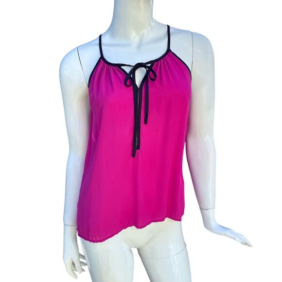 19 Cooper Tank Top Fuchsia Black Lightweight Flowing Tie Blouse Women's Size XS - Picture 1 of 7
